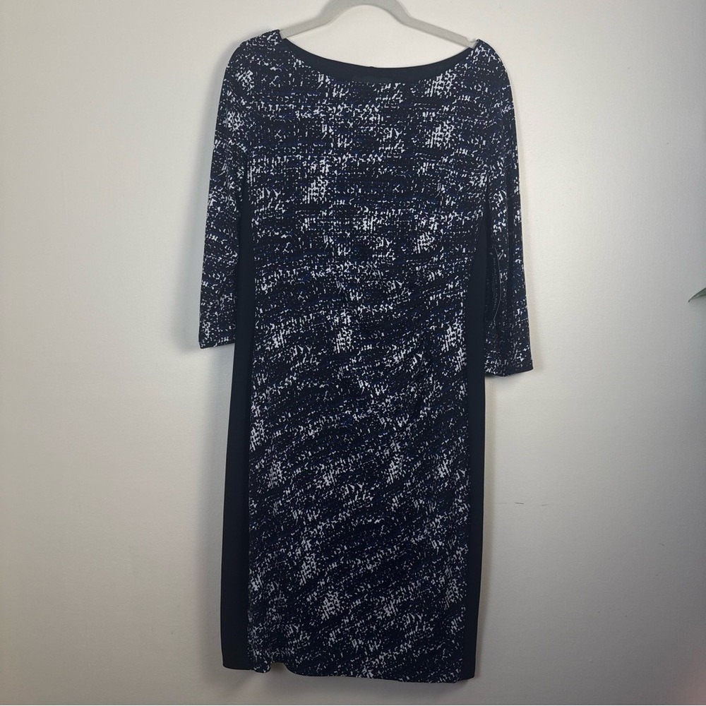 Black Label by Evan-Picone Womens White Patterned Dress‎ sz 12 Bodycon Stretch - Picture 7 of 11